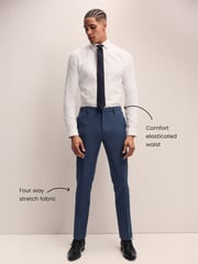 Mid Blue Slim Fit Muscle FIt Motionflex Stretch Suit Trousers - Image 3 of 9