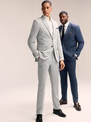 Light Grey Slim Fit Muscle FIt Motionflex Stretch Suit Trousers - Image 2 of 7