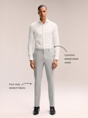 Light Grey Slim Fit Muscle FIt Motionflex Stretch Suit Trousers - Image 4 of 7