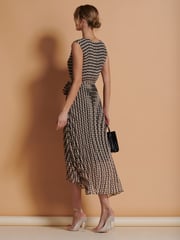 Jolie Moi Brown Pleated Chiffon High Low Maxi Dress - Image 2 of 5