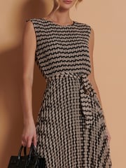 Jolie Moi Brown Pleated Chiffon High Low Maxi Dress - Image 5 of 5