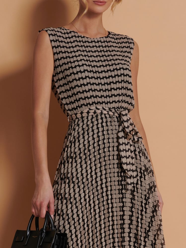 Jolie Moi Brown Pleated Chiffon High Low Maxi Dress - Image 5 of 5