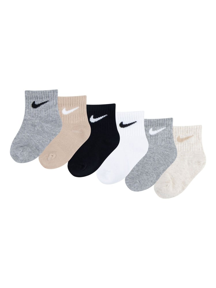 Nike Grey/Black Infant Swoosh Ankle Socks 6 Pack - Image 1 of 1
