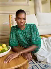V&A | Love & Roses Green Floral Floral Print 3/4 Sleeve Blouse - Image 4 of 4