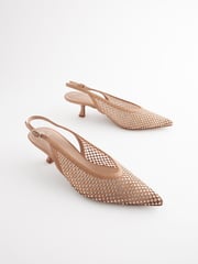 Nude Forever Comfort® Mesh Jewel Slingback Heel Shoes - Image 1 of 5