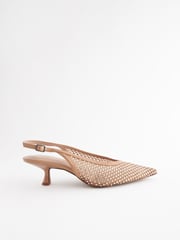 Nude Forever Comfort® Mesh Jewel Slingback Heel Shoes - Image 2 of 5