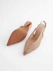 Nude Forever Comfort® Mesh Jewel Slingback Heel Shoes - Image 3 of 5
