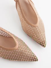 Nude Forever Comfort® Mesh Jewel Slingback Heel Shoes - Image 4 of 5