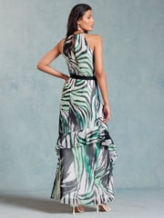 Love & Roses White Halterneck Ruffle Detail Maxi Dress - Image 3 of 4
