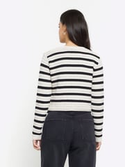River Island Black Stripe Textured Knitted Cardigan - Image 2 of 4
