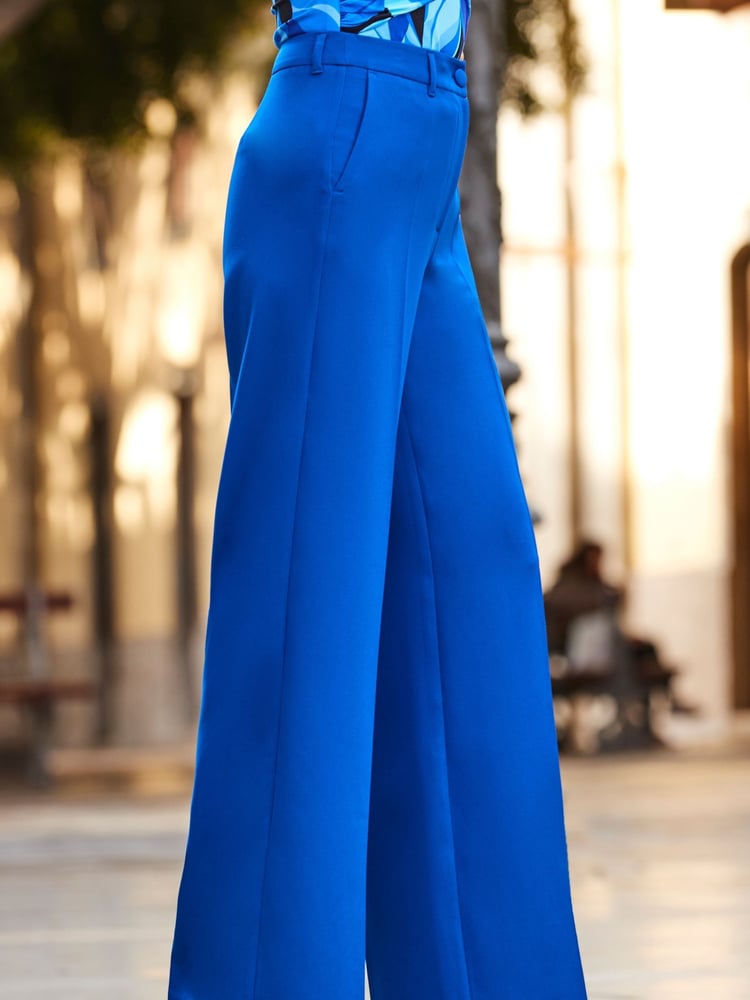 Sosandar Blue Wide Leg Trousers - Image 5 of 5