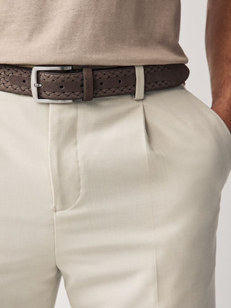 Taupe Brown Signature Suede Textured Belt - Image 1 of 2
