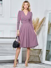 Jolie Moi Pink Long Sleeve Jersey Midi Dress - Image 1 of 5
