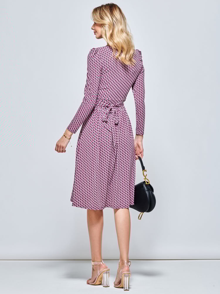 Jolie Moi Pink Long Sleeve Jersey Midi Dress - Image 2 of 5