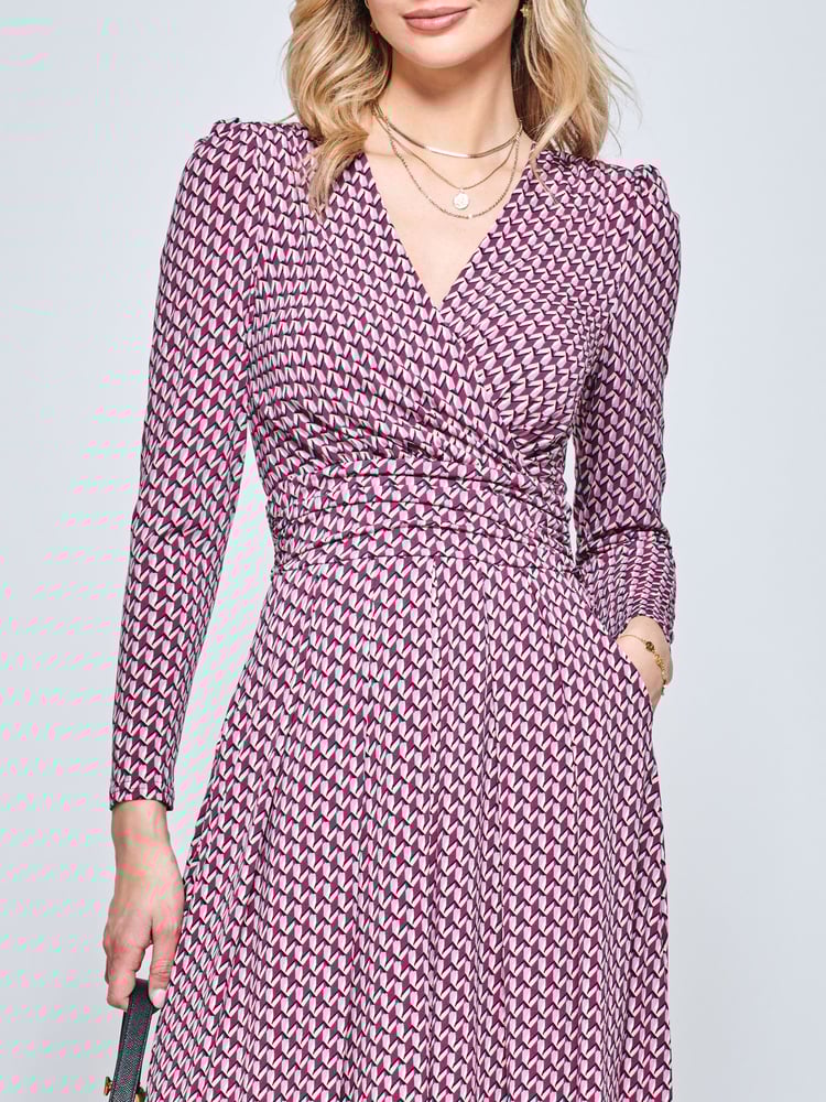 Jolie Moi Pink Long Sleeve Jersey Midi Dress - Image 5 of 5