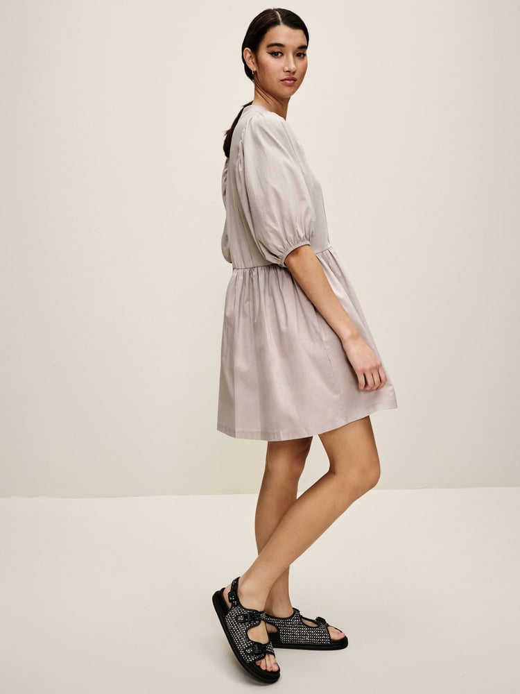 Grey Puff Sleeve Mini Jersey Dress - Image 2 of 6