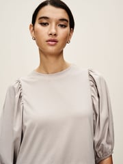 Grey Puff Sleeve Mini Jersey Dress - Image 4 of 6