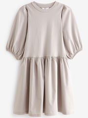 Grey Puff Sleeve Mini Jersey Dress - Image 5 of 6