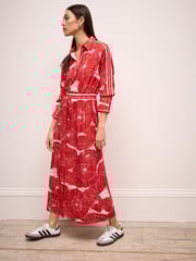 Red Umbrella Print Long Sleeve Column Midi Dress - Image 2 of 6