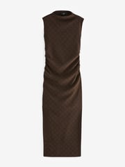 Brown Diamond Textured Sleeveless Ruched Maxi Dress - Image 5 of 6