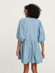 Denim Blue Puff Sleeve Mini Jersey Dress - Image 3 of 6