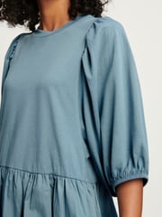 Denim Blue Puff Sleeve Mini Jersey Dress - Image 4 of 6