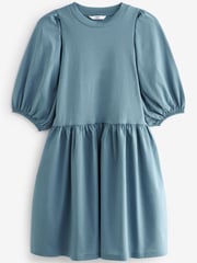 Denim Blue Puff Sleeve Mini Jersey Dress - Image 5 of 6