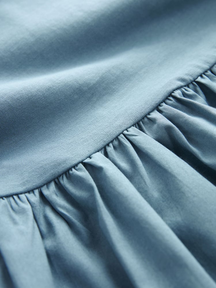 Denim Blue Puff Sleeve Mini Jersey Dress - Image 6 of 6