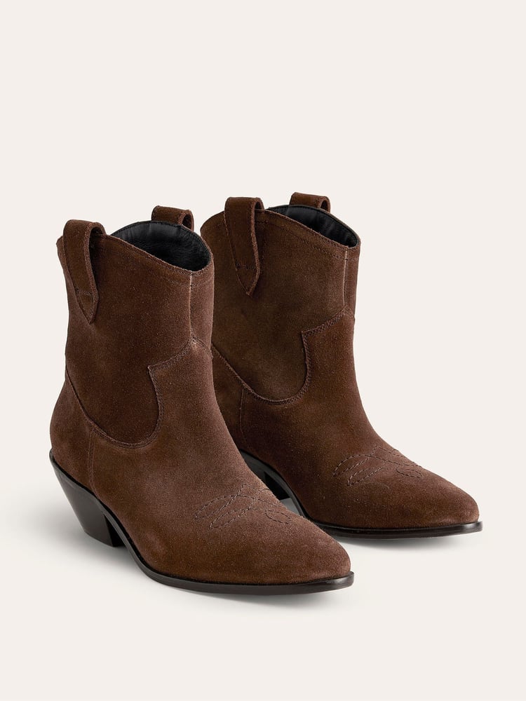 Boden Dark Brown Western Ankle Boots - Image 2 of 5
