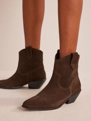 Boden Dark Brown Western Ankle Boots - Image 4 of 5