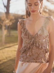 Lilac Ditsy Mesh Ruffle Cami - Image 1 of 6