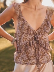 Lilac Ditsy Mesh Ruffle Cami - Image 4 of 6