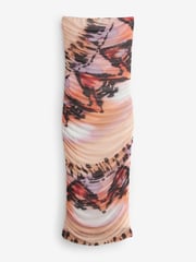 Purple Abstract Print Bandeau Mesh Dress - Image 6 of 7