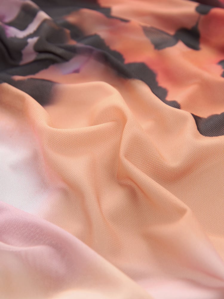 Purple Abstract Print Bandeau Mesh Dress - Image 7 of 7