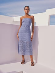 Blue Broderie Bandeau Dress - Image 1 of 8