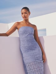 Blue Broderie Bandeau Dress - Image 3 of 8