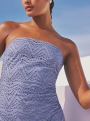 Blue Broderie Bandeau Dress - Image 5 of 8