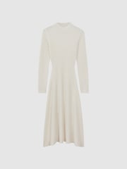 Reiss Cream Kris Wool Blend Bodycon Midi Dress - Image 2 of 5