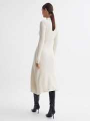 Reiss Cream Kris Wool Blend Bodycon Midi Dress - Image 5 of 5