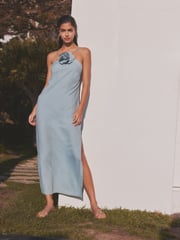 Blue Corsage Halter Dress - Image 2 of 7