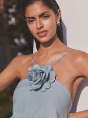 Blue Corsage Halter Dress - Image 5 of 7