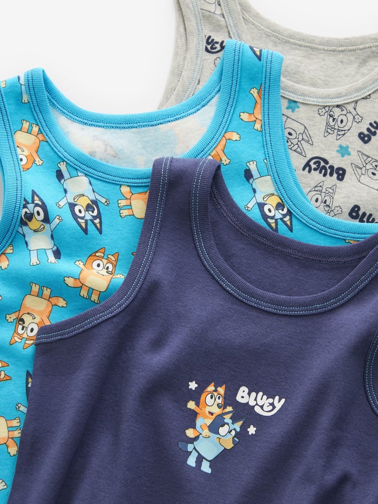 Bluey License 100% Cotton Vests 3 Pack (1.5-8yrs) - Image 6 of 6