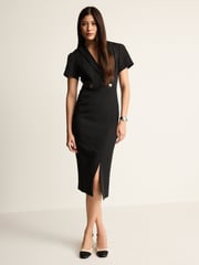 Black Tailored Crepe Midi Dress - Image 2 of 6