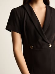 Black Tailored Crepe Midi Dress - Image 4 of 6
