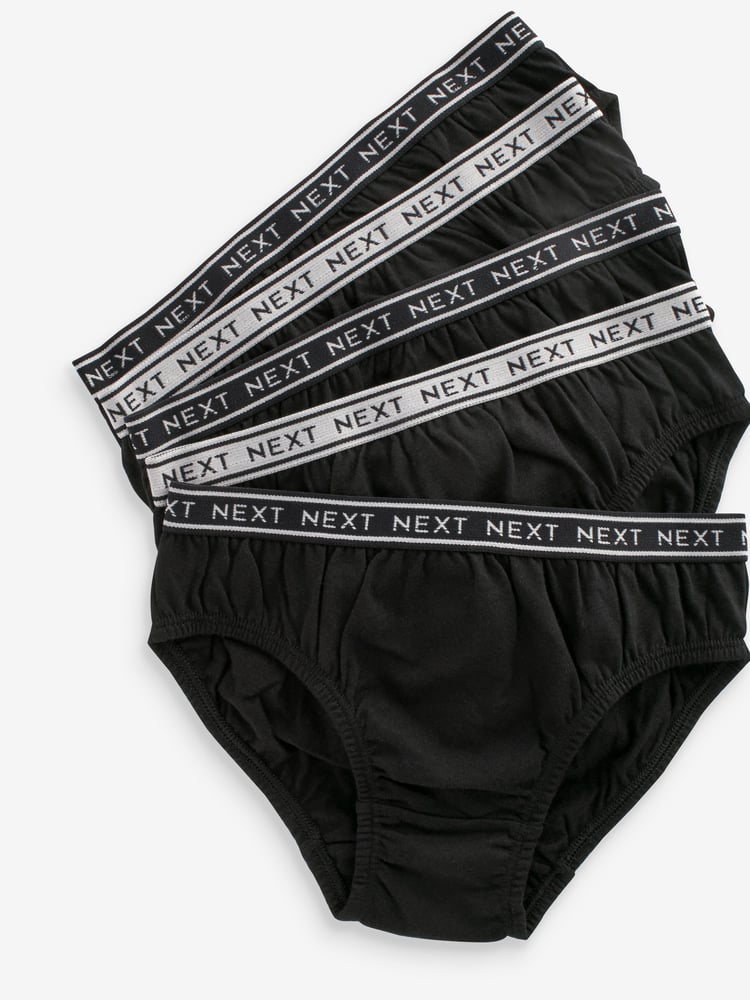 Black 100% Cotton Briefs 5 Pack (1.5-16yrs) - Image 5 of 5