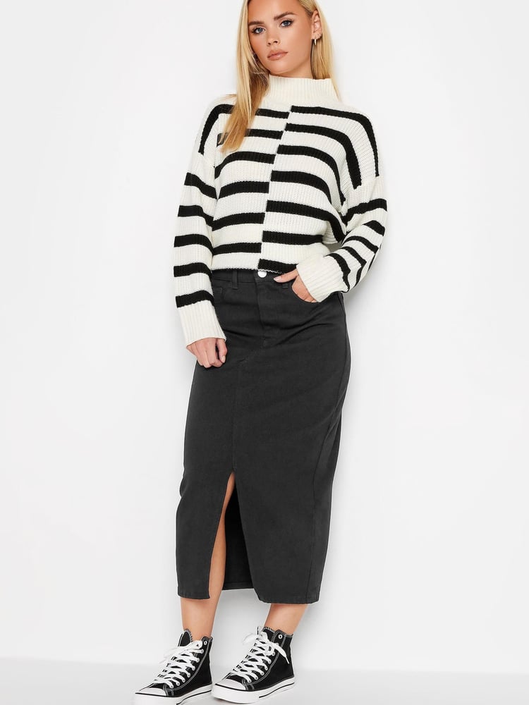 PixieGirl Petite Black Denim Midi Skirt - Image 2 of 3