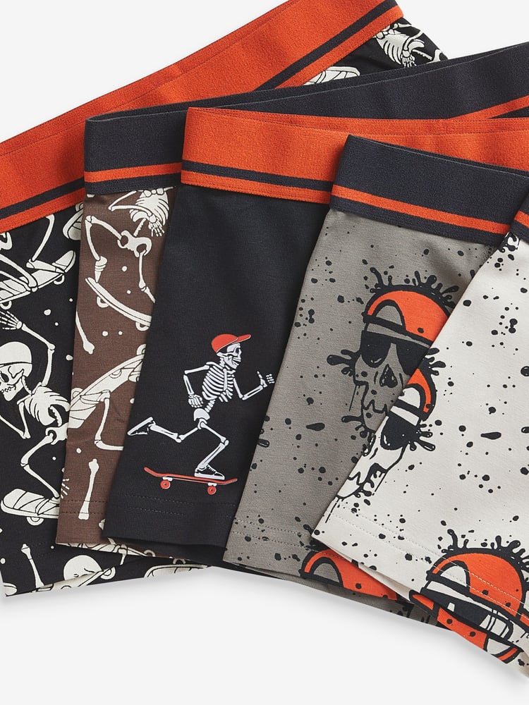 Skull Print Trunks 5 Pack (3-16yrs) - Image 8 of 8