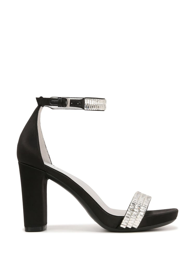 Naturalizer Joy Sparkle Ankle Strap Heeled Black Sandals - Image 1 of 7