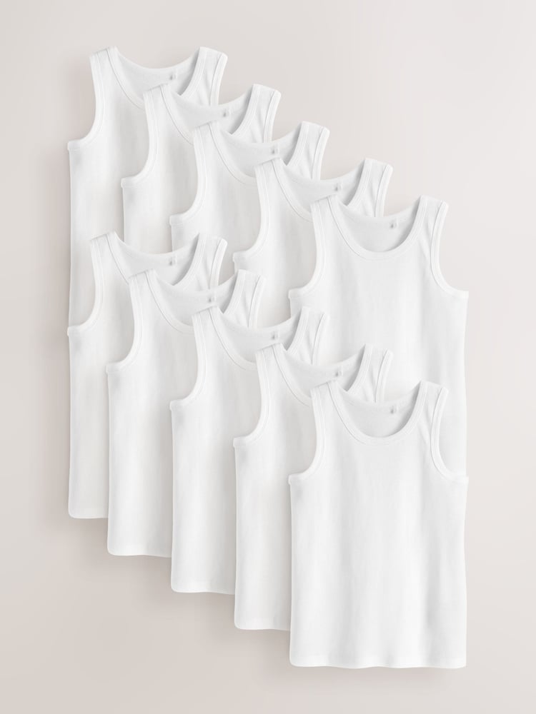 White Organic Cotton Vests 10 Pack (1.5-16yrs) - Image 1 of 4