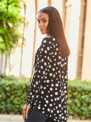 Sosandar Black Chrome Tie Neck Blouse - Image 2 of 5